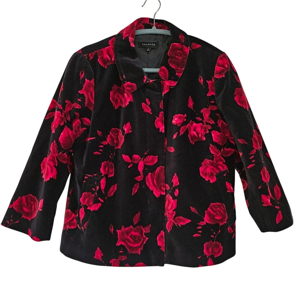 Womens Talbot Black/Red Velvet Blazer Lined Size 12